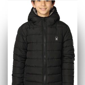Spyder Kids Boys Sherpa Lined Puffer Jacket Black 14-16